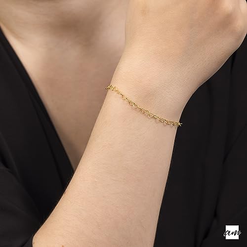 Amberta Women's 925 Sterling Silver Heart Bracelet - color: Gold Plated