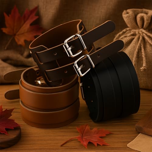 Adjustable Leather Bracelets, Leather Wrap Bracelets Leathers Cuff Bracelet Leathers Wristband for Women for DIY Craft Jewelry Making - style: Double-layer
