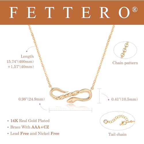 Fettero Animal Necklaces for Women 14K Gold Plated Charm Snake Necklace Elephant Bird Cat Butterfly Pendant Cute Dainty Necklace Jewelry - style: Twist