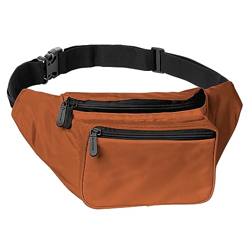 Brown Fanny Pack Belt bag - Crossbody Waist Bag for Men or Women - Hands-Free, Waterproof Large Bumbag for Hiking, Running, and Travel - color: Brown Classic