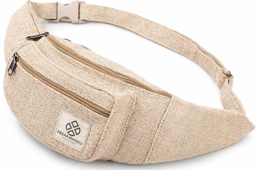 Freakmandu Eco-Friendly Boho Hippie Style Hemp Fanny Pack White Hip Waist Bag for Hiking Running Jogging (Nirvana) - color: Nirvana