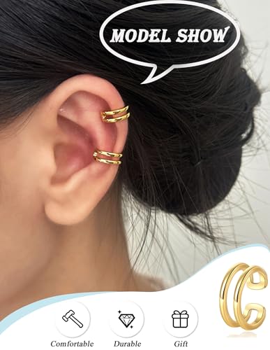AKEOQI 16 Pcs Ear Cuff Earrings Non Piercing Cubic Zirconia Ear Cuffs for Women Silver Gold Plated Clip on Cartilage Helix Wrap Fake Earrings Jewelry - color: Gold