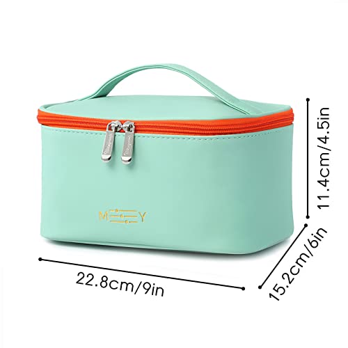 Meiyuuo Makeup Bag Large Cosmetic Bags for Women Girls Cute Travel Zipper Pouch Toiletry Organizer for Beauty Essentials Waterproof (Light Green) - color: Light Green