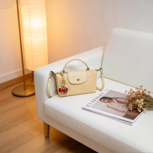 Dreubea Womens Chic Mini Bag Convertible Crossbody & Top-Handle Handbag for Everyday Elegance - color: Butter