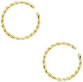 Forbidden Body Jewelry Nose Rings Set Surgical Steel Braided Hoops for Pierced and Fake Nose and Cartilage Piercings 14G-20G - style: 18g 10mm Gold Tone (2Pcs)