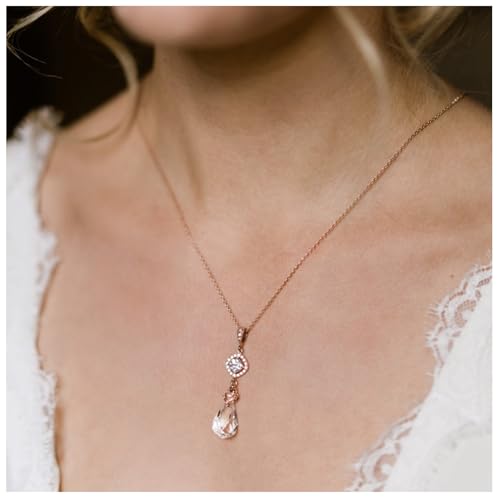 Sexy Crystal Back Chain Necklace Drop Pendant Necklace Body Chain Wedding Bridal Rhinestone Backdrop Jewelry for Women Backless Dress - color: Gold