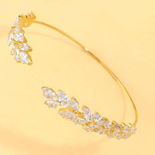 Gold Rhinestone Arm Cuff Bracelet for Women Adjustable Sparkly Upper Arm Cuff Wedding Party Jewelry - color: A2:gold arm cuff