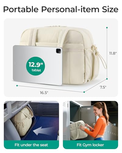 BAGSMART Gym Bag for Women, Duffle Bag for Travel with Wet Pocket, Lightweight Carry on Weekender Duffel, Water Resistant - color: M-Ivory, size: Medium
