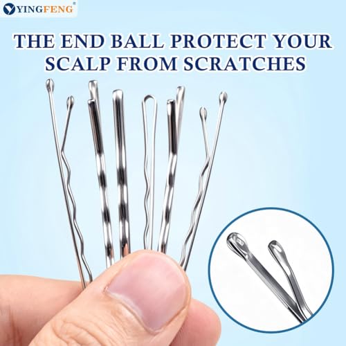 330 Pcs 2.2 Inch Hair Bobby Pins Silver With Box, Silver Bobby Pins For Gray Hair, YINGFENG Reusable Non Slip Hair Pins, This Gray Hair Pins For Women, Girls And Kids - color: Silver(2.2Inch)