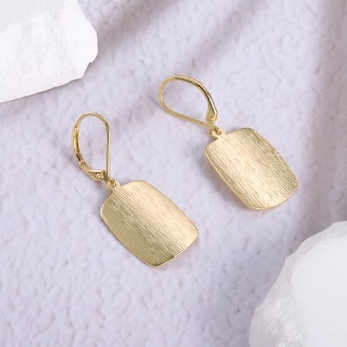 14K Gold Dangle Earrings for Women，Lightweight Circle Disc Coin Geometric Flat Brushed Drop Earrings, Hypoallergenic Leverback Earrings Jewelry - color: B-14K Gold