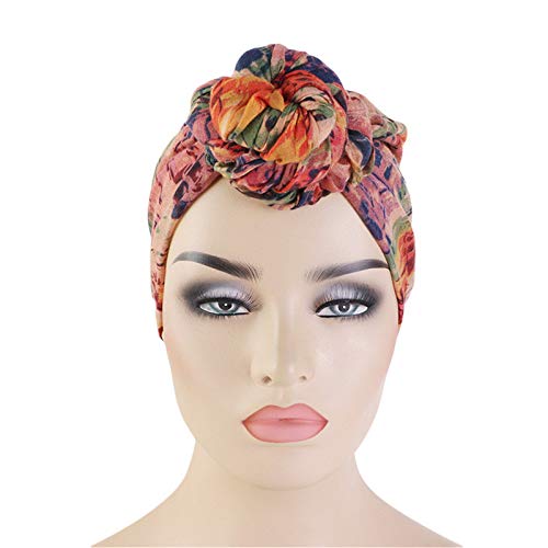 Qianmome Womens Big Flower Turban Beanie Elegant Cap Head Wrap Stretch Long Hair Scarf Headscarf - color: 4pieces-24-style 1