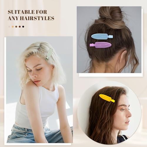 10 Pcs Creaseless No Crease No Bend Flat Hair Clips For Styling Non Slip Makeup Clips For Women Salon Hairstyle,Yellow Purple Beige Blue Green - color: Yellow Purple Beige Blue Green
