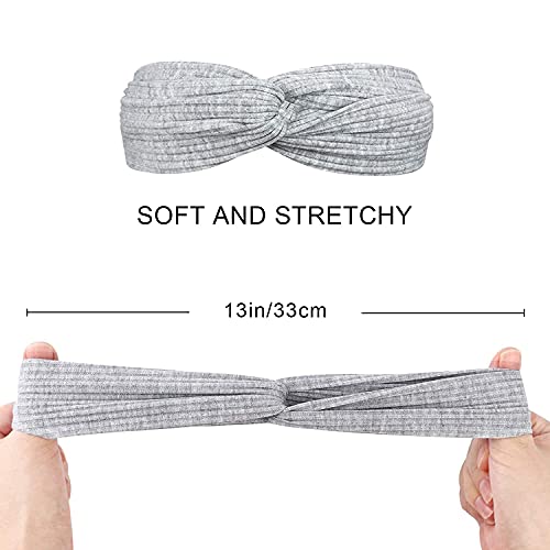 DRESHOW 10 Pack Boho Headbands for Women Girls Elastic Back Criss Cross Hair Band Twisted Head Wrap Solid Hair Accessories - color: 10 Pack Da