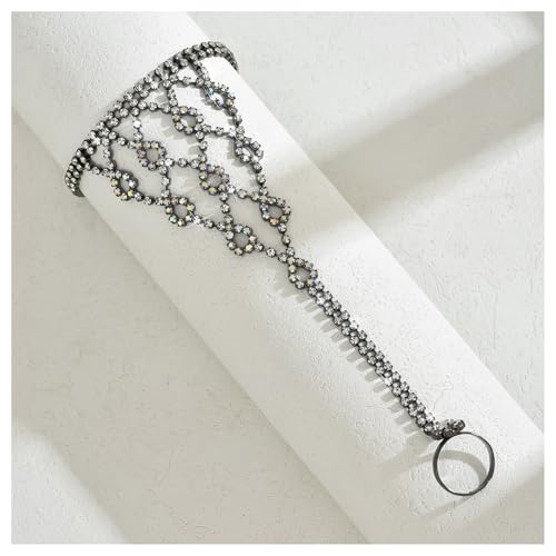 1Pair Sexy Rhinestone Foot Chain for Women,Summer Beach Rhinestone Toe Ring Anklet Foot Jewelry Boho Statement Barefoot Sandals for Bridal Wedding Prom - color: Black