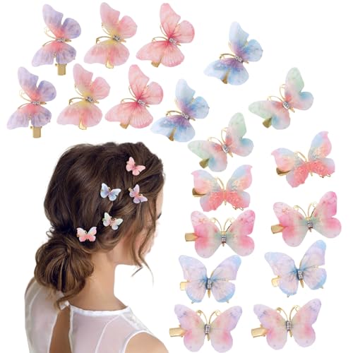 18Pcs Rhinestone Butterfly Hair Clips for Teens Women, Y2K Glitter Hair Jaw Clips, Cute Headwear Gifts for Wedding and Back to School - color: Bight Style