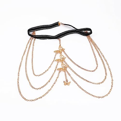 Snake Leg Chain for Women, Sexy Serpent Charm Thigh Garter, Summer Bikini Skirt Beach Party - style: C butterfly gold