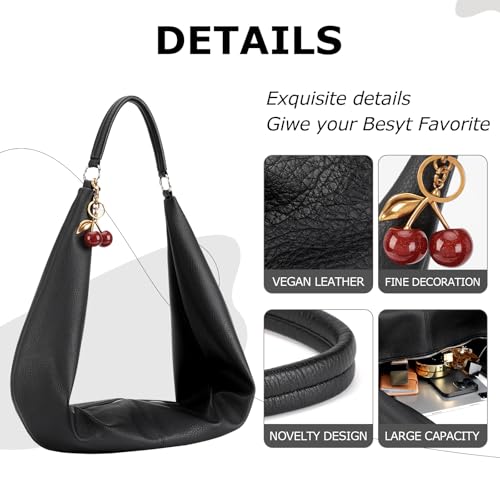 Slouchy Hobo Bags for Women Soft Vegan Leather Sling Bag Designer Shoulder Purses Top Handle Handbag with Small Purse