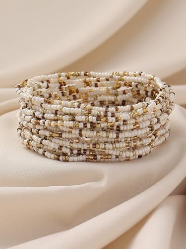 xuzhiyuan 18Pcs Boho Beaded Bracelets Set for Women Bead Stackable Stretch Bracelets, Colorful Handmade Jewelry for Beach, Party - color: Mix