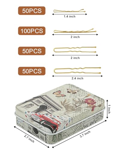 MAORULU 2.16 Inch Hair Bobby Pins with Cute Case, 200 CT Bob Pins for Buns, Premium Hair Pins for Kids, Girls and Women, Great for All Hair Types (Variety U & Bobby Pins Blonde) - color: Variety U & Bobby Pins Blonde