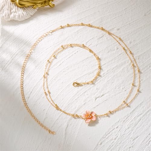 Flower Body Chain for Women Gold-Plated Metal Waist Chain Body Belly Belt Jewelry Layered Bead Metal Body Chain Summer Beach Accessories - color: Gold/B