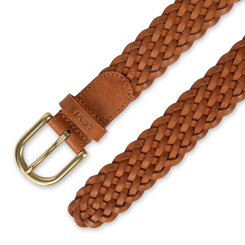 Levi's Women's Fully Adjustable Casual Leather Braided Belt for Jeans and Dresses - color: Tan, size: Large