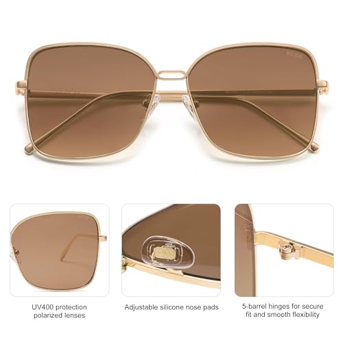 SOJOS Trendy Square Oversized Sunglasses Womens Mens UV400 Big Large Designer Shades SJ1082 - color: Gold/Light Brown