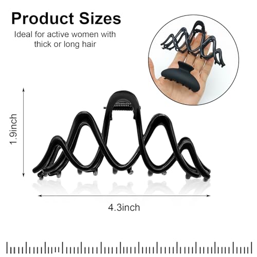Metal Claw Clip for Thick Hair, Black Claw Clip with Strong Hold, Non-Slip Metal Hair Clip for Buns, Twists & Half-Up Styles, 1 Piece