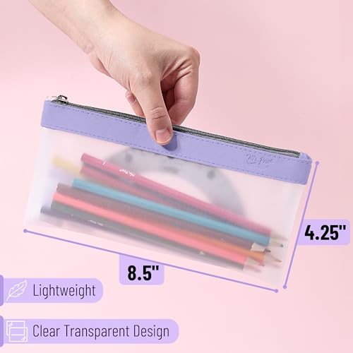 Mr. Pen- Clear Pencil Pouch, 8.50"x4.25", 6 Pack, Durable TPU Material | Medium Water-Resistant Pencil Bags with Smooth Zipper, Multipurpose Clear Pouch for Stationery, School, Office - color: Pink Shades, size: 6 Pack, Medium