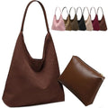 Large Work Tote Bags for Women, Boho Slouchy Suede Purses Handbags - color: Coffee