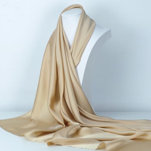 RIIQIICHY 35 Inch Head Scarf for Women Hair Scarf Like Silk Scarf Square Scarf Bandanas for Women - color: Dark Beige