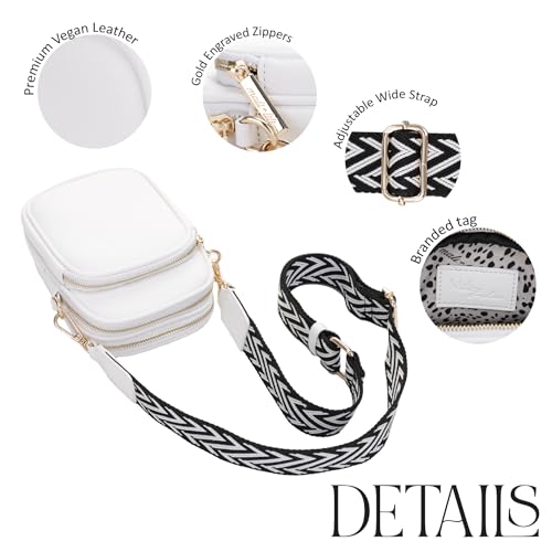 Mali+Lili, Josie Triple Zip Crossbody Bag - color: Webbing_white