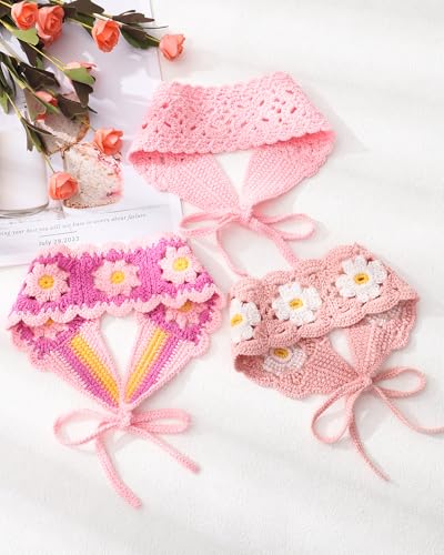 HAIMEIKANG Hippie Hair Bandanas Headbands for Women Boho Headband Knit Hair Bands Floral Head Wrap for Girls(Pink) - color: Pink