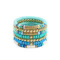 Elegance 11 designs Heishi Beaded Bracelets For Women Polymer Clay Colorful Surfer Stackable Beads Boho Bracelet Summer Beach Jewelry - color: Blue