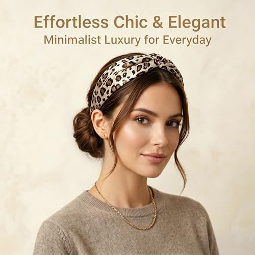ZLYC Mulberry Silk Headband Elastic Twist Knotted Head Bands for Women's Hair, Leopard Print - color: Leopard Print