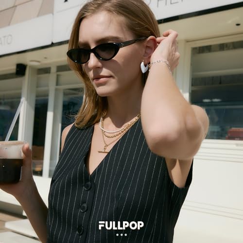 Fullpop Vintage Earrings for Women, Chunky 14K Gold Plated Resin Hoop Earrings Lightweight Hollow Drop Earrings Hypoallergenic Earrings for Women Vintage Anthropologie Jewelry Gifts for Women - size: U Shape-White B