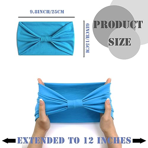 FULZTEY Wide Headbands for Women Non Slip Hairbands Thick Knotted Head Bands Yellow Turban Stretchy Workout Sport Yoga Bandanas Solid Color Hair Accessories for Female and Gilrs 4Pcs - color: Style 15