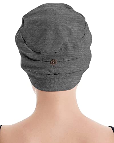 osvyo Cotton Chemo Turbans for Women Cancer Hairloss hat - Cotton Lightweight Headwear Sealed Packaging - color: Cotton Dark Flecking Gray