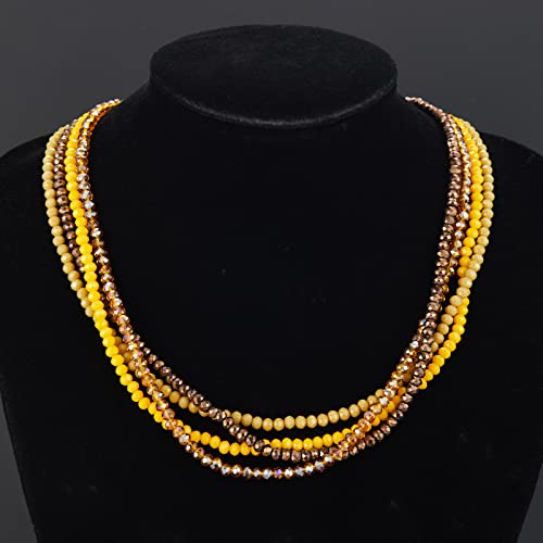 Noessla Beaded Statement Necklaces for Women Layered Chunky Bead Necklace Fashion Costume Jewelry Gifts for Mom - color: 029-Yellow