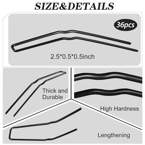 36 Pieces U Shaped Hairpins Ballet Buns Bobby Pins Hair Styling Metal Hairpins for Updo Bun Bobby Pins for Women Lady Thick Thin Long Curly Hair(Black, 2.5 Inches) - color: Black, size: 2.5 Inch