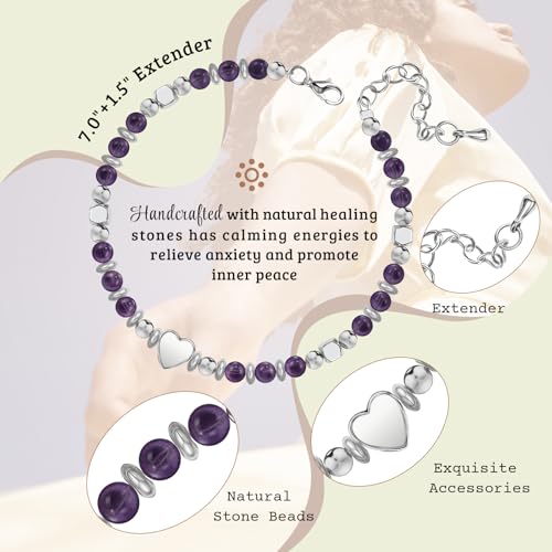 Inspirational Gifts Bracelets for Women: Healing Natural Stone Beaded Bracelets - Mothers Day Birthday Graduation Christmas Gifts for Women Friends Mom Daughter Sister Bestie - color: Amethyst-APPRECIATED