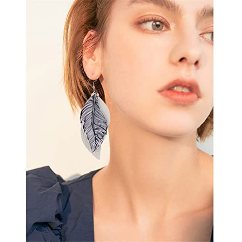 ANXIN boho unique Leather Earrings 2 Layered Lightweight Faux Leather Leaf Earrings Layered Design Drop Earrings Gift for Women - color: GOLD Faux Leather Leaf Earrings