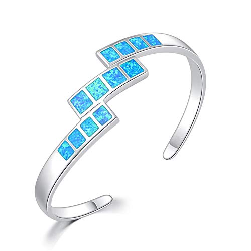 CiNily Womens Cuff Bracelet,Opal Bangle Bracelets Gold Plated Hypoallergenic Ladies Gemstone Open Cuff Bangle Bracelet - color: cuff bracelet-blue