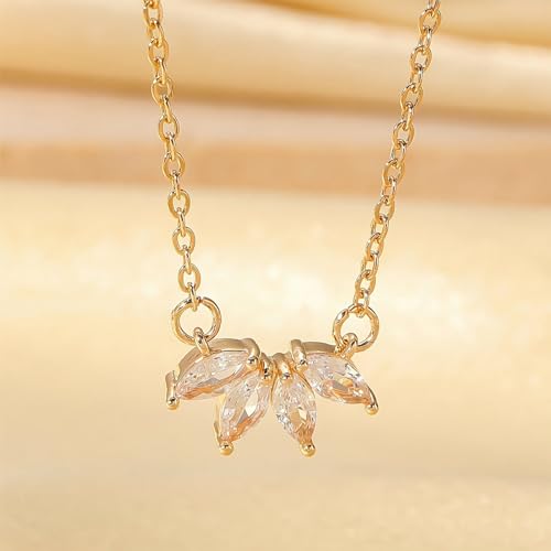 Luxval Diamond Pendant Gold Necklace for Women，Dainty 18k Gold Plated Choker Necklaces Simple Gold Jewelry Gifts for Women Girls - color: Gold-Flower