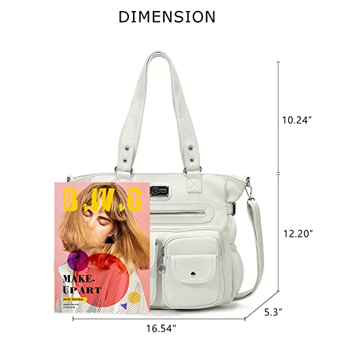 KL928 Large Purses for Women Shoulder Bag Tote Handbags Stylish Vegan Leather Hobo Bags Ladies, A-Black-4 | Large - color: Z-white
