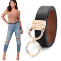 JASGOOD Women Leather Belt,Reversible Belt,Leather Waist Belt for Jeans Dress with Gold Double O Ring Rotate Buckle - color: D-black+brwon(shinny Gold Buckle), size: Length 49":Fit Size 44"-48"