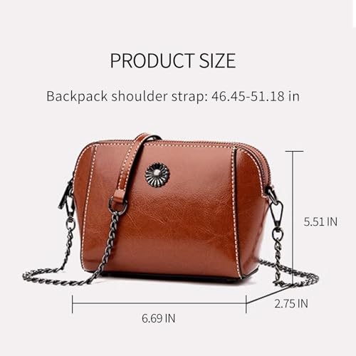 Genuine Leather Small Crossbody Bags for Women | Lightweight Shoulder Purse, Designer Handbag with Adjustable Strap, Casual Travel Everyday Bag - color: H-brown