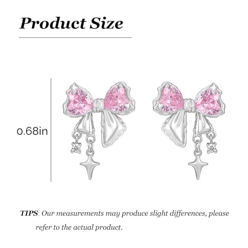 Rhinestone Bow Earrings for Women, Elegant Bridal Jewelry Statement Drop Dangle Earrings, Wedding Guest Dress Matching Accessories, Bridesmaid Gift, Sparkling Party Costume Outfit - color: C1:Pink Bow Earrings