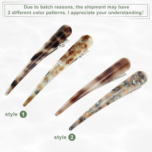 VOCOSTE 2 Pcs Long Metal Duckbill Hair Clips - Large Crocodile Clips for Thick & Thin Hair, 5.31"x0.83"x1.18", Coffee, Light Coffee