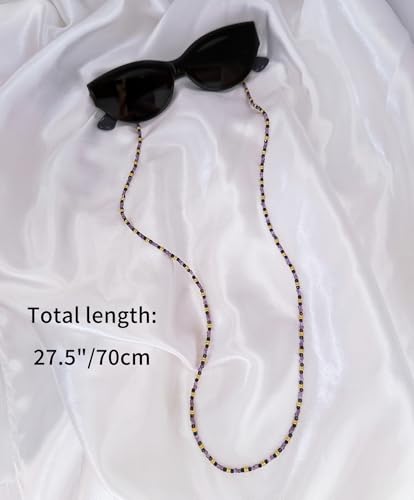 Damanse Beaded Glasses Chain,Eyeglass & Sunglass Strap For Women Stylish - color: Agate Amethyst