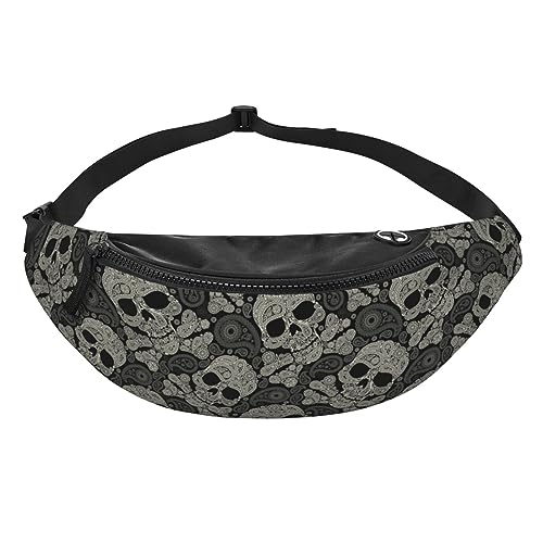 Skull Paisley Halloween Fashion Casual Fanny Pack Waist Bag Men Women Adjustable Belt Waist Bag For Travel Hiking Cycling Running Festival Carnival - color: Black11